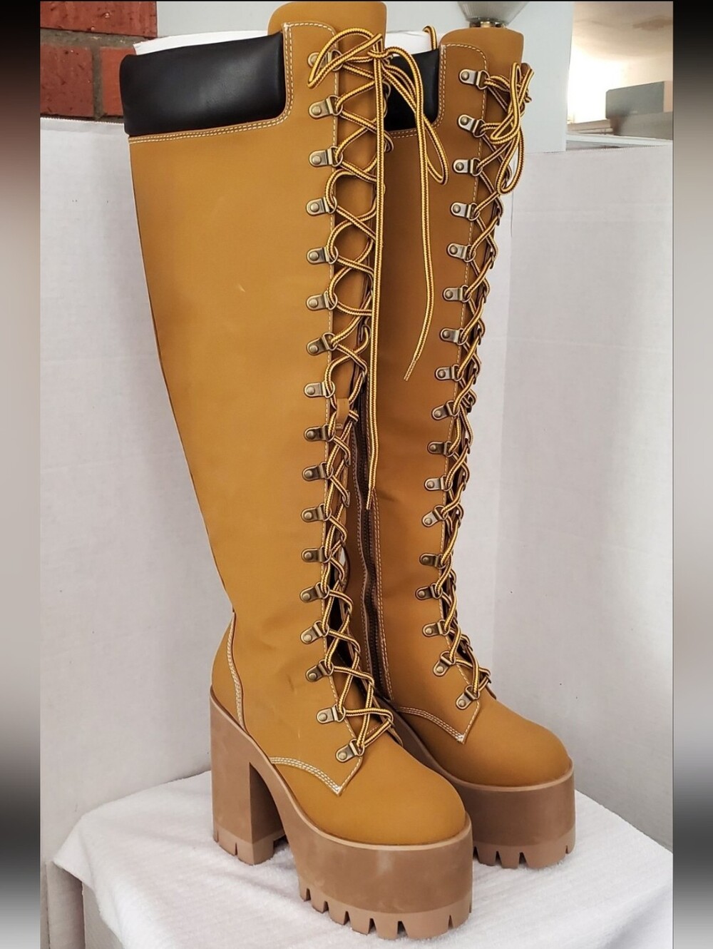 BRAND NEW Dolls Kill x Poster Girl Step It Out Knee-High Platform Work Boots